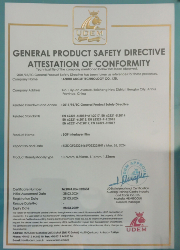 GENERAL PRODUCT SAFETY DIRECTIVEATTESTATION OF CONFORMITY